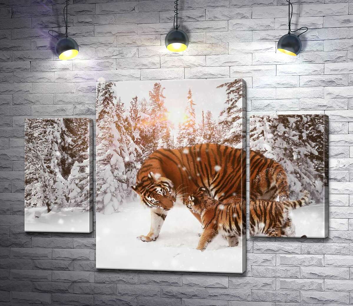 Модульная картина ArtPoster Амурские тигры: мать с детенышем прогуливаются по заснеженному лесу 100x73 см Модуль №7
Модульная картина ArtPoster Амурские тигры: мать с детенышем прогуливаются по заснеженному лесу 100x73 см Модуль №7