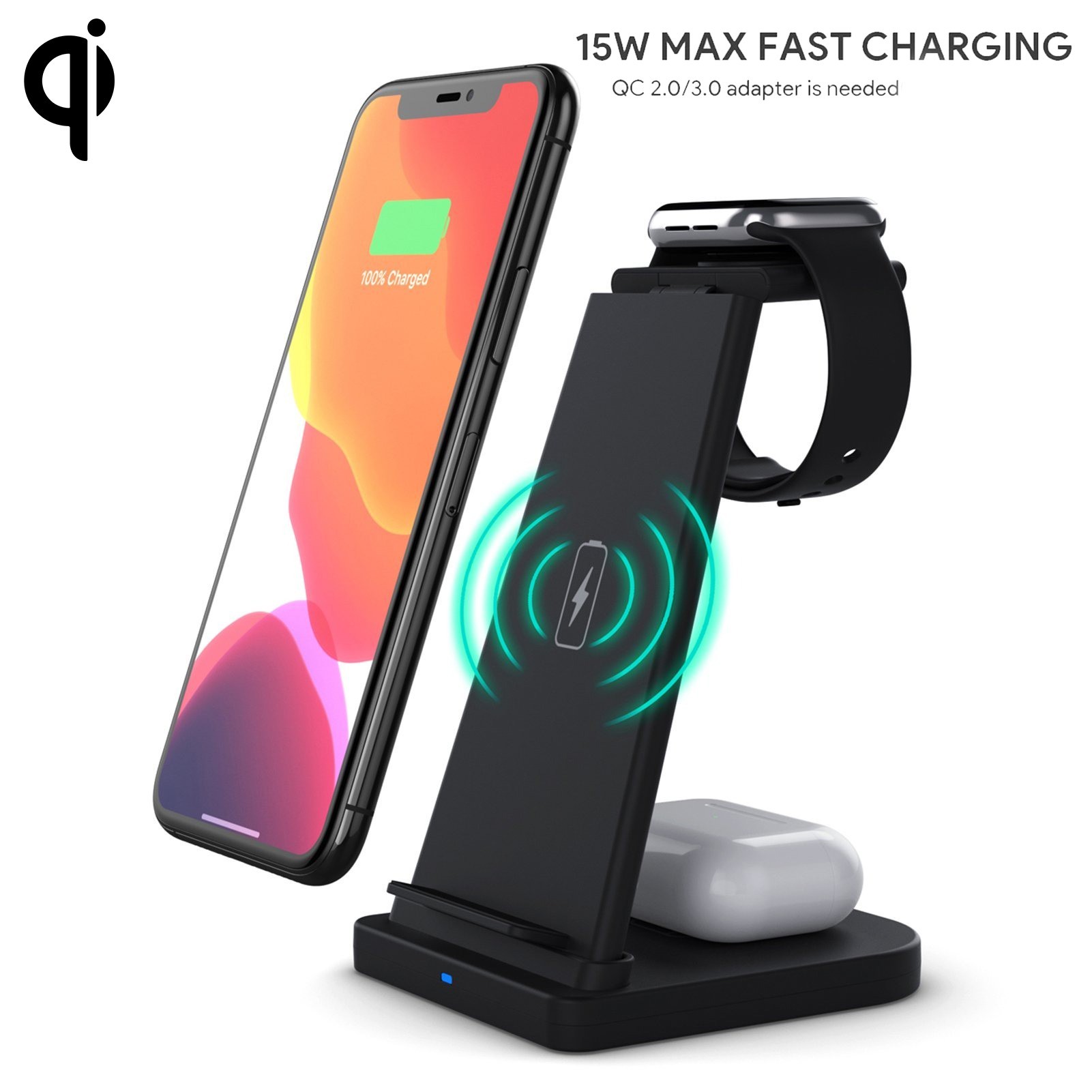 Беспроводная зарядка для телефона 3 в 1 Wireless Charging Stand 15W QI беспроводное зарядное устройство (1009146-Black)
Беспроводная зарядка для телефона 3 в 1 Wireless Charging Stand 15W QI беспроводное зарядное устройство (1009146-Black)