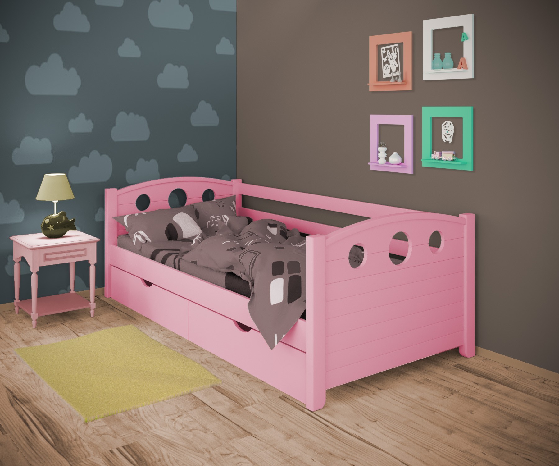 Кровать односпальная тахта RainbowDream Окки 80х200 см розовый массив ольхи, с ящиками
Кровать односпальная тахта RainbowDream Окки 80х200 см розовый массив ольхи, с ящиками