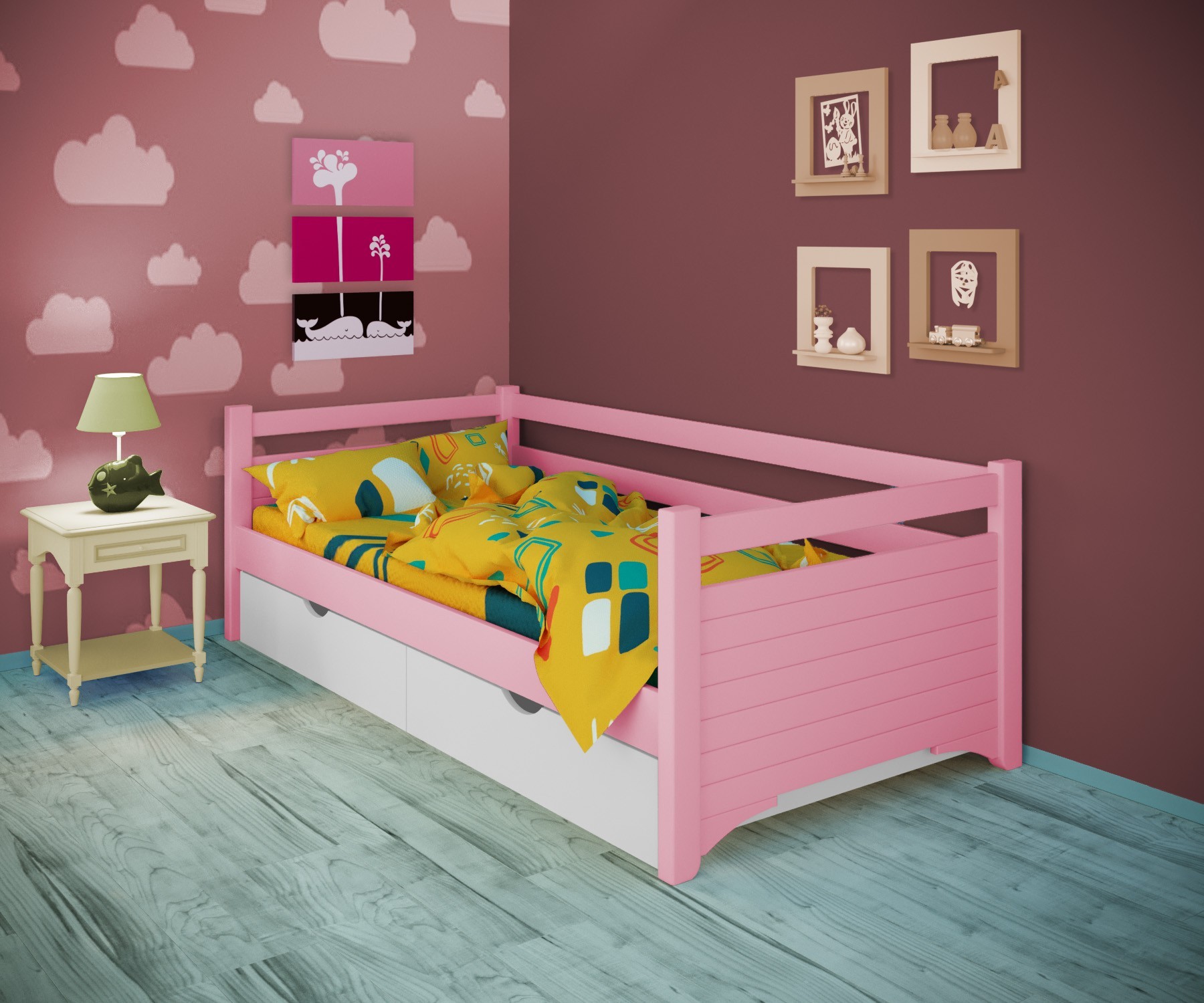 Кровать односпальная тахта RainbowDream Дюпон 90х190 см розовый массив ольхи, с ящиками
Кровать односпальная тахта RainbowDream Дюпон 90х190 см розовый массив ольхи, с ящиками