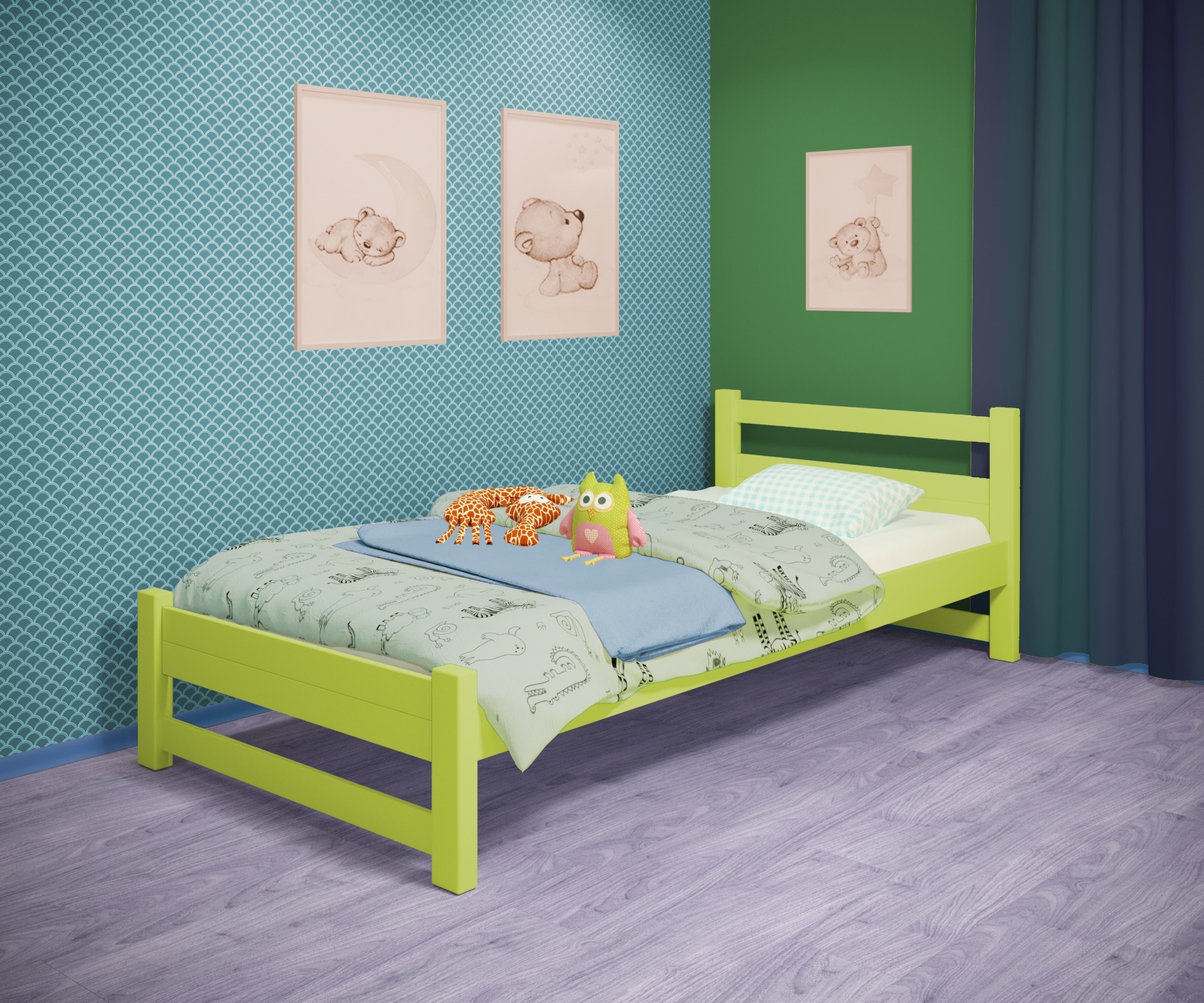 Кровать односпальная RainbowDream Филипп 120х200 см зеленый массив ольхи, без ящиков
Кровать односпальная RainbowDream Филипп 120х200 см зеленый массив ольхи, без ящиков