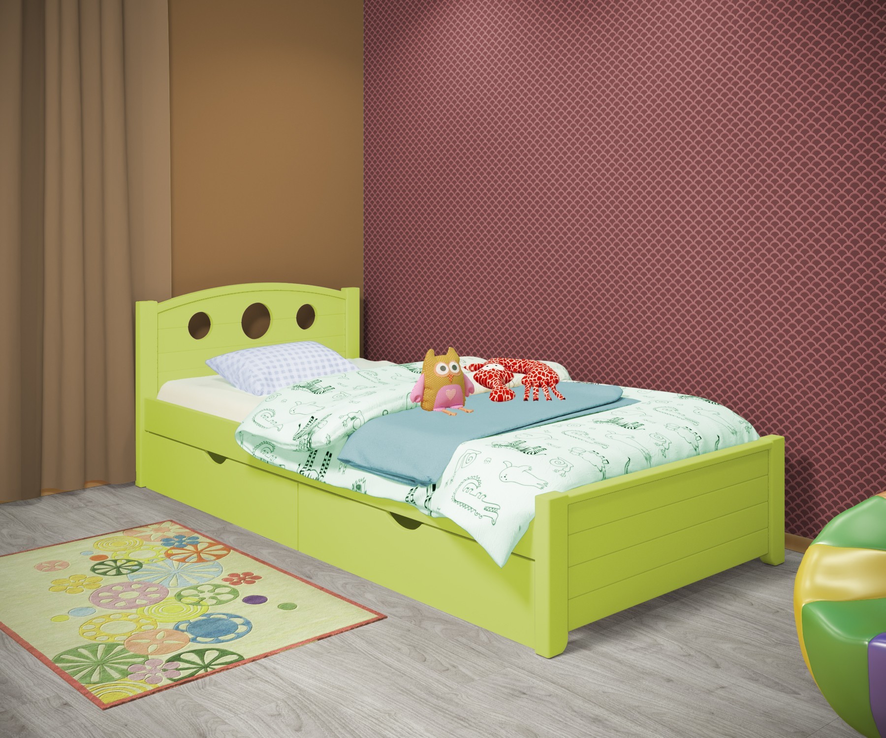 Кровать односпальная RainbowDream Окки 80х180 см зеленый массив ольхи, с ящиками
Кровать односпальная RainbowDream Окки 80х180 см зеленый массив ольхи, с ящиками