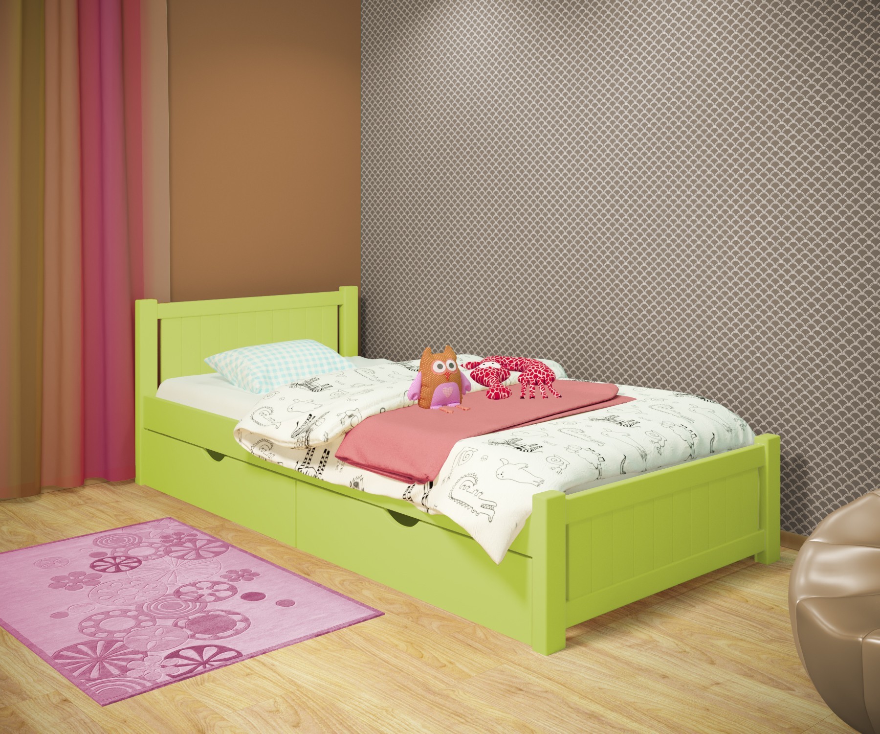 Кровать односпальная RainbowDream Лимонти 80х200 см зеленый массив ольхи, с ящиками
Кровать односпальная RainbowDream Лимонти 80х200 см зеленый массив ольхи, с ящиками
