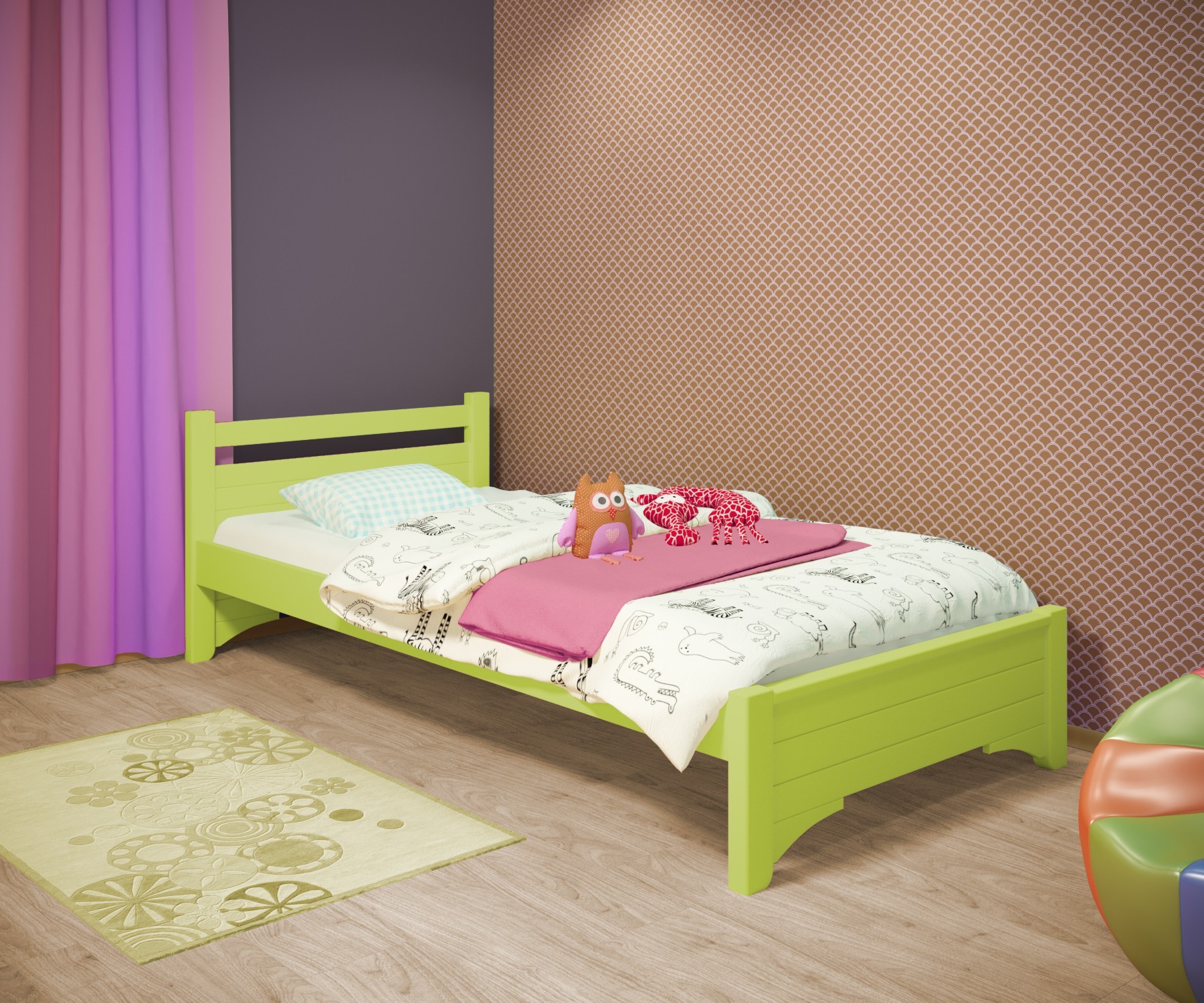 Кровать односпальная RainbowDream Дюпон 90х200 см зеленый массив ольхи, без ящиков
Кровать односпальная RainbowDream Дюпон 90х200 см зеленый массив ольхи, без ящиков