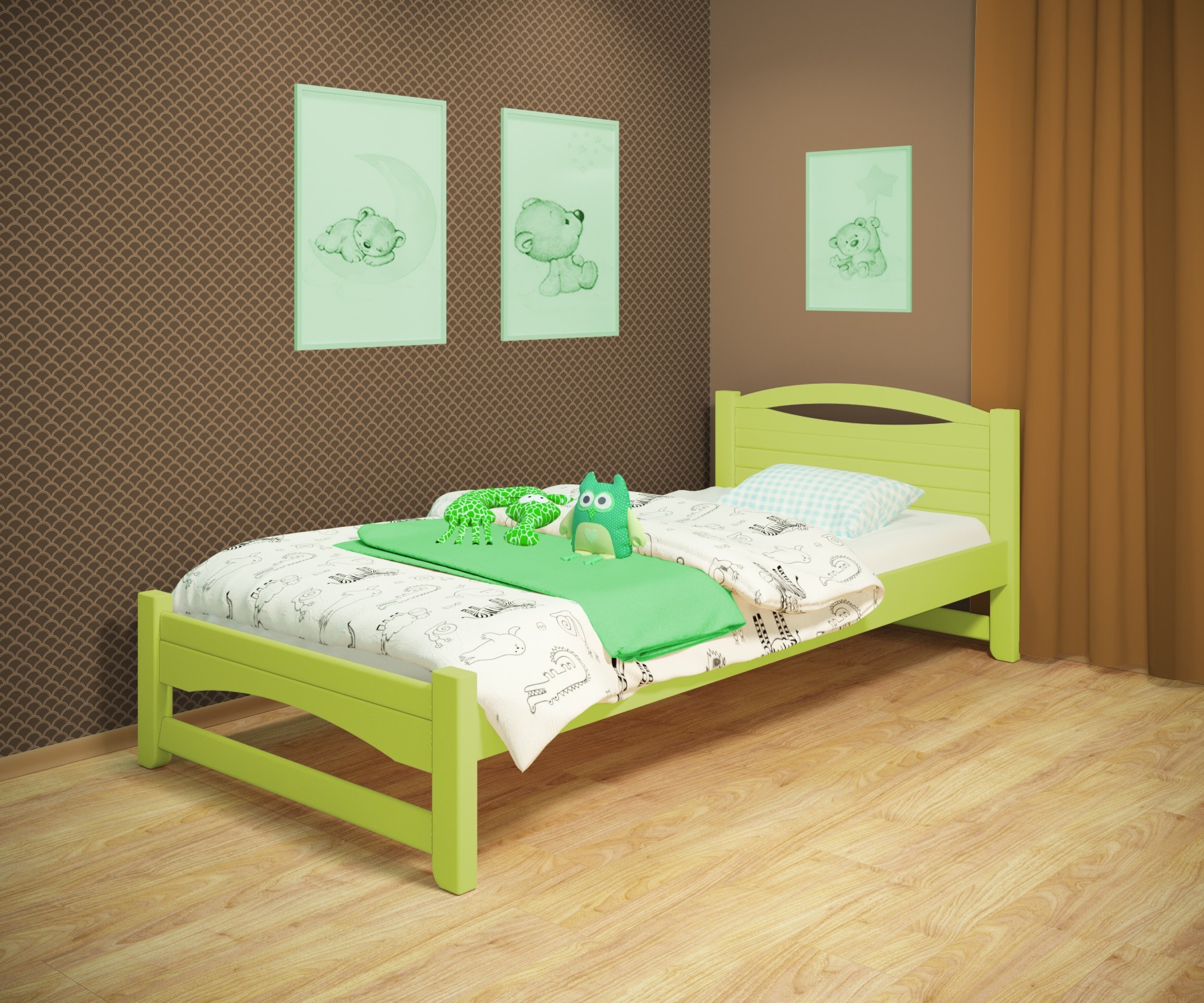 Кровать односпальная RainbowDream Анимона 80х200 см зеленый массив ольхи, без ящиков
Кровать односпальная RainbowDream Анимона 80х200 см зеленый массив ольхи, без ящиков
