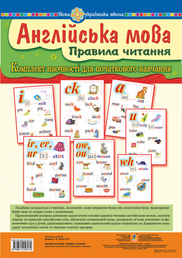 Англійська мова. Правила читання. (ТАБЛИЦЯ).Комплект наочності для початкового навчання. НУШ
Англійська мова. Правила читання. (ТАБЛИЦЯ).Комплект наочності для початкового навчання. НУШ