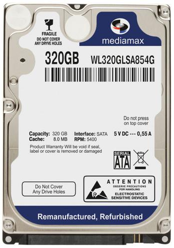 Жесткий диск Mediamax 320ГБ 5400об/м 8МБ 2.5" SATA III (WL320GLSA854G) Refurbished
Жесткий диск Mediamax 320ГБ 5400об/м 8МБ 2.5" SATA III (WL320GLSA854G) Refurbished