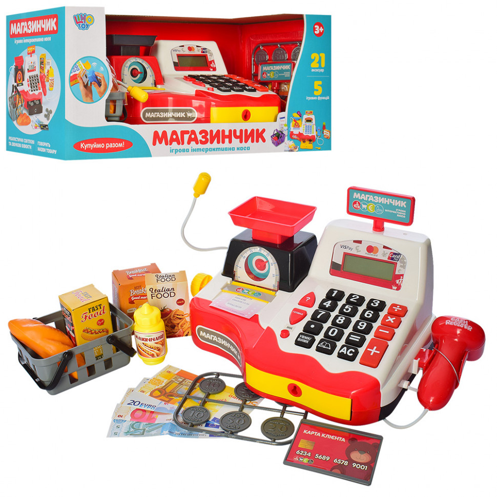Детский игровой кассовый аппарат "Магазинчик" Limo Toy с калькулятором и весами (RT7162-1 UA)
Детский игровой кассовый аппарат "Магазинчик" Limo Toy с калькулятором и весами (RT7162-1 UA)