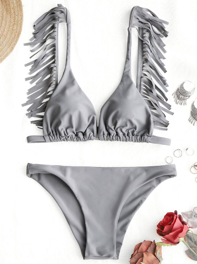 Купальник Zaful Totally Кэссиди серого цвета с бахромой на бретелях на спине L
Купальник Zaful Totally Кэссиди серого цвета с бахромой на бретелях на спине L