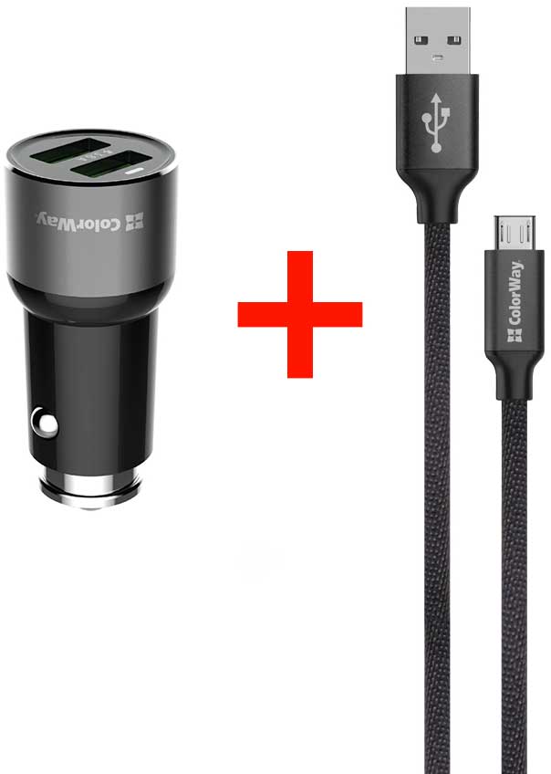 Автомобильное зарядное устройство ColorWay 2USB AUTO ID 3.6A (18W) Black + Кабель ColorWay micro USB 2.1А 1 м Black (CW-CHA010-BK-CBU)
Автомобильное зарядное устройство ColorWay 2USB AUTO ID 3.6A (18W) Black + Кабель ColorWay micro USB 2.1А 1 м Black (CW-CHA010-BK-CBU)