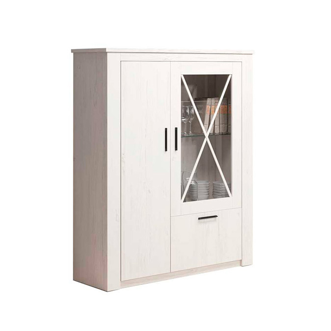 Витрина в гостиную из ламинированной ДСП и стекла Finn FI 2 Сосна Андерсен белая Сama Польша без подсветки 
Витрина в гостиную из ламинированной ДСП и стекла Finn FI 2 Сосна Андерсен белая Сama Польша без подсветки