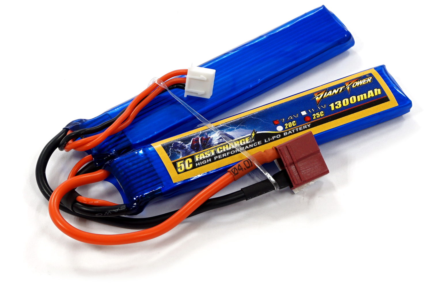 Аккумулятор для страйкбола Giant Power (Dinogy) Li-Pol 7.4V 2S 1300mAh 25C 2 лепестка 7.5х18х96мм T-Plug
Аккумулятор для страйкбола Giant Power (Dinogy) Li-Pol 7.4V 2S 1300mAh 25C 2 лепестка 7.5х18х96мм T-Plug