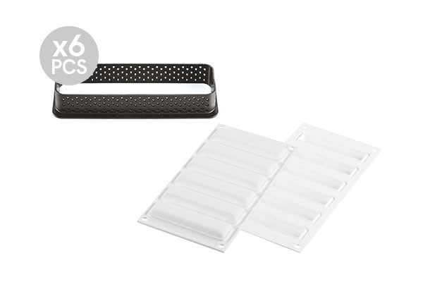 Набор форм для тарталеток Silikomart Kit Tarte Ring Rectangular 156мл + 6 колец (RECTANGULA 120x35 MM)
Набор форм для тарталеток Silikomart Kit Tarte Ring Rectangular 156мл + 6 колец (RECTANGULA 120x35 MM)