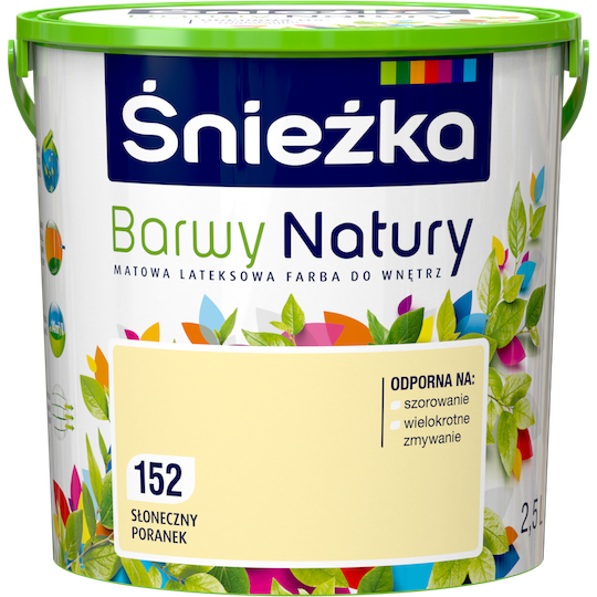 Матовая латексная краска для интерьеров Sniezka Barwy Natury 152Т Светло-желтый СОЛНЕЧНОЕ УТРО 2.5л
Матовая латексная краска для интерьеров Sniezka Barwy Natury 152Т Светло-желтый СОЛНЕЧНОЕ УТРО 2.5л