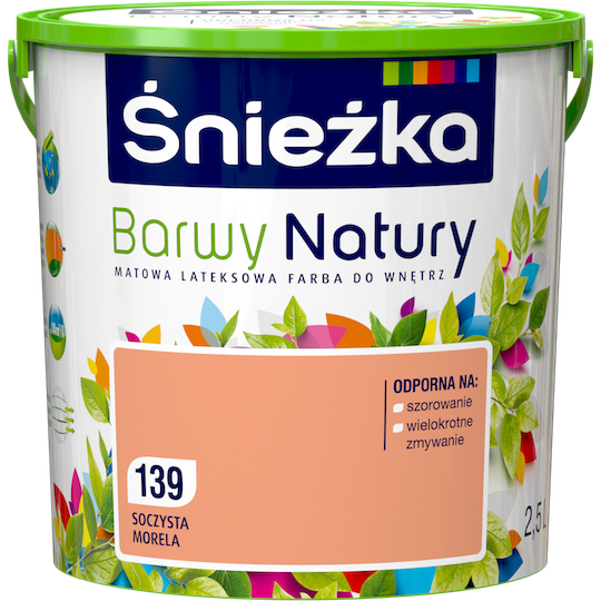 Матовая латексная краска для интерьеров Sniezka Barwy Natury 139Т Оранжевыйй СОЧНЫЙ АБРИКОС 2.5л
Матовая латексная краска для интерьеров Sniezka Barwy Natury 139Т Оранжевыйй СОЧНЫЙ АБРИКОС 2.5л