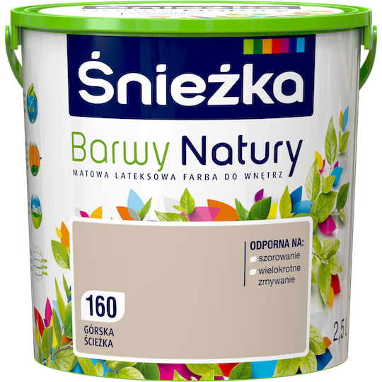 Матовая латексная краска для интерьеров Sniezka Barwy Natury 160Т Песочный ГОРНАЯ ТРОПА 2.5л
Матовая латексная краска для интерьеров Sniezka Barwy Natury 160Т Песочный ГОРНАЯ ТРОПА 2.5л