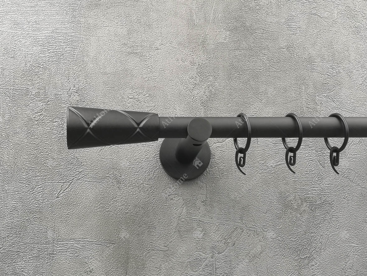 Карниз Quadrum Конус 200 см одинарный универсал черный матовый 19 мм гладкая (кольца с крючками)
Карниз Quadrum Конус 200 см одинарный универсал черный матовый 19 мм гладкая (кольца с крючками)