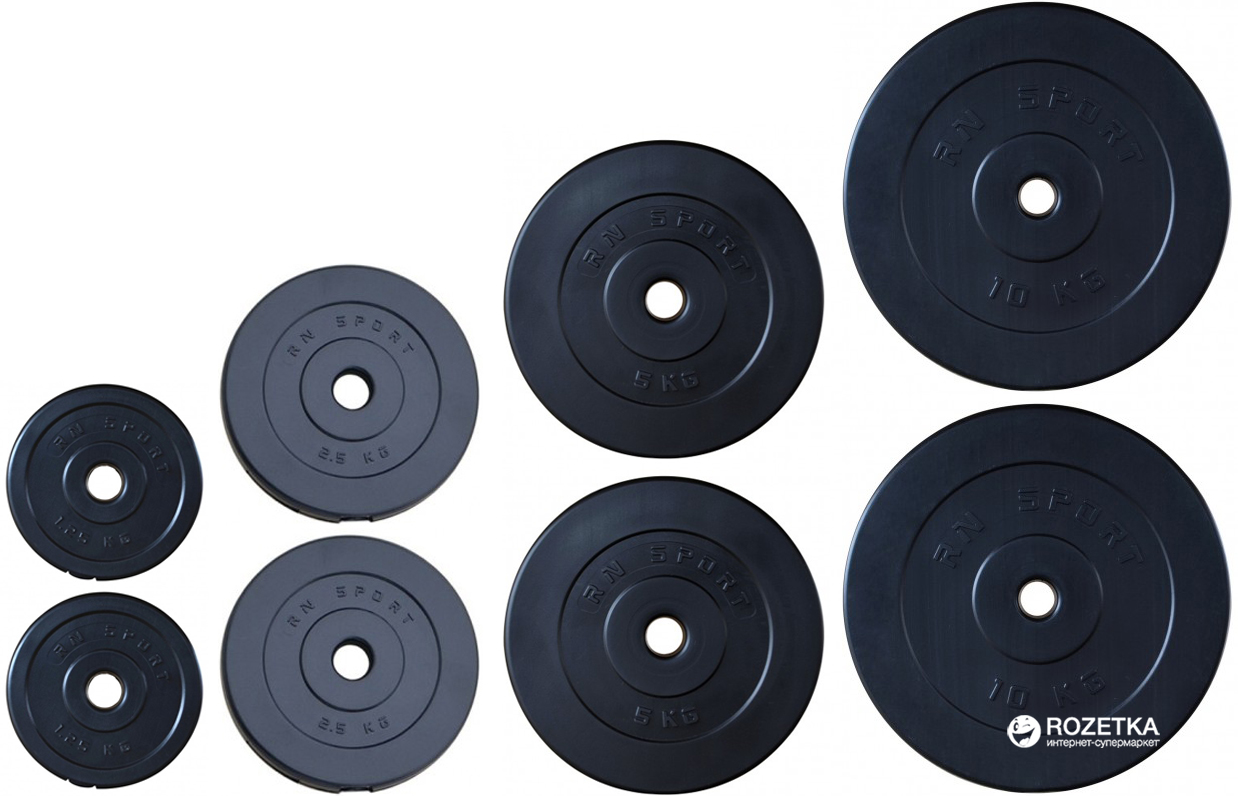 Комплект битумных дисков RN-Sport 37 кг (2х1.25 кг, 2х2.5 кг, 2x5 кг, 2x10 кг) (RNbitset37)
Комплект битумных дисков RN-Sport 37 кг (2х1.25 кг, 2х2.5 кг, 2x5 кг, 2x10 кг) (RNbitset37)