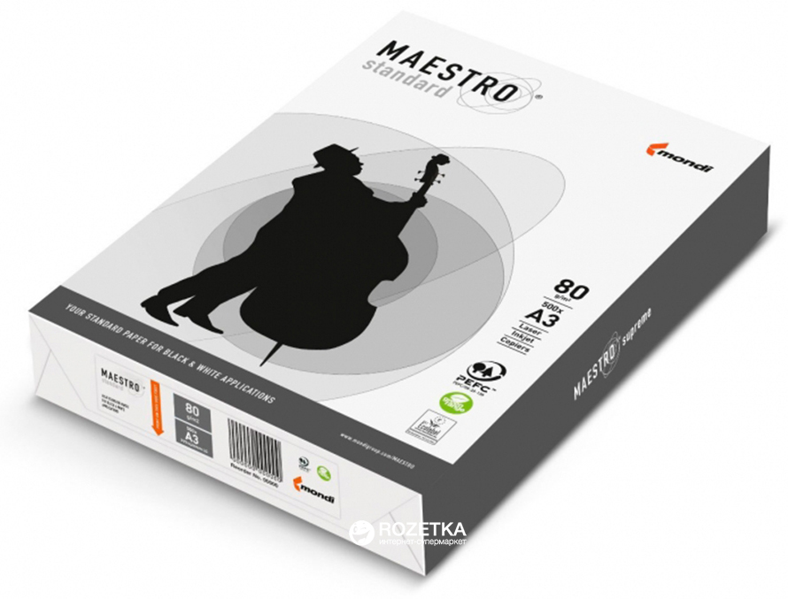 Бумага офисная Maestro Standart А3 80 г/м2 класс С 500 листов Белая (9003974459035)
Бумага офисная Maestro Standart А3 80 г/м2 класс С 500 листов Белая (9003974459035)