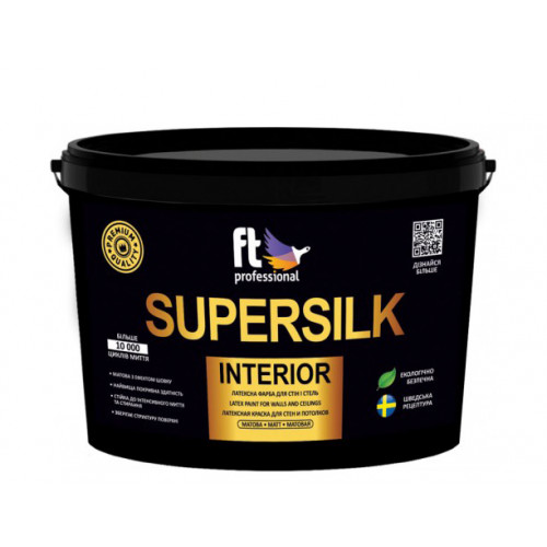 Краска интерьерная латексная FT Pro SuperSilk Interior устойчивая к мытью матовая база А
Краска интерьерная латексная FT Pro SuperSilk Interior устойчивая к мытью матовая база А