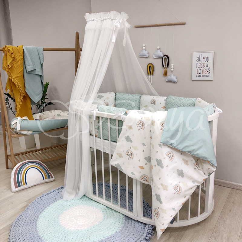 Постельный комплект в овальную кроватку без балдахина (6 пр.) Baby Design Радуга
Постельный комплект в овальную кроватку без балдахина (6 пр.) Baby Design Радуга