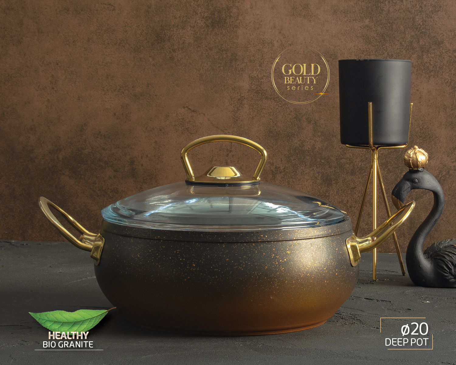 Кастрюля Casa Royal Gold Beauty с антипригарным покрытием Bio Granit 20 см Черная с золотым
Кастрюля Casa Royal Gold Beauty с антипригарным покрытием Bio Granit 20 см Черная с золотым