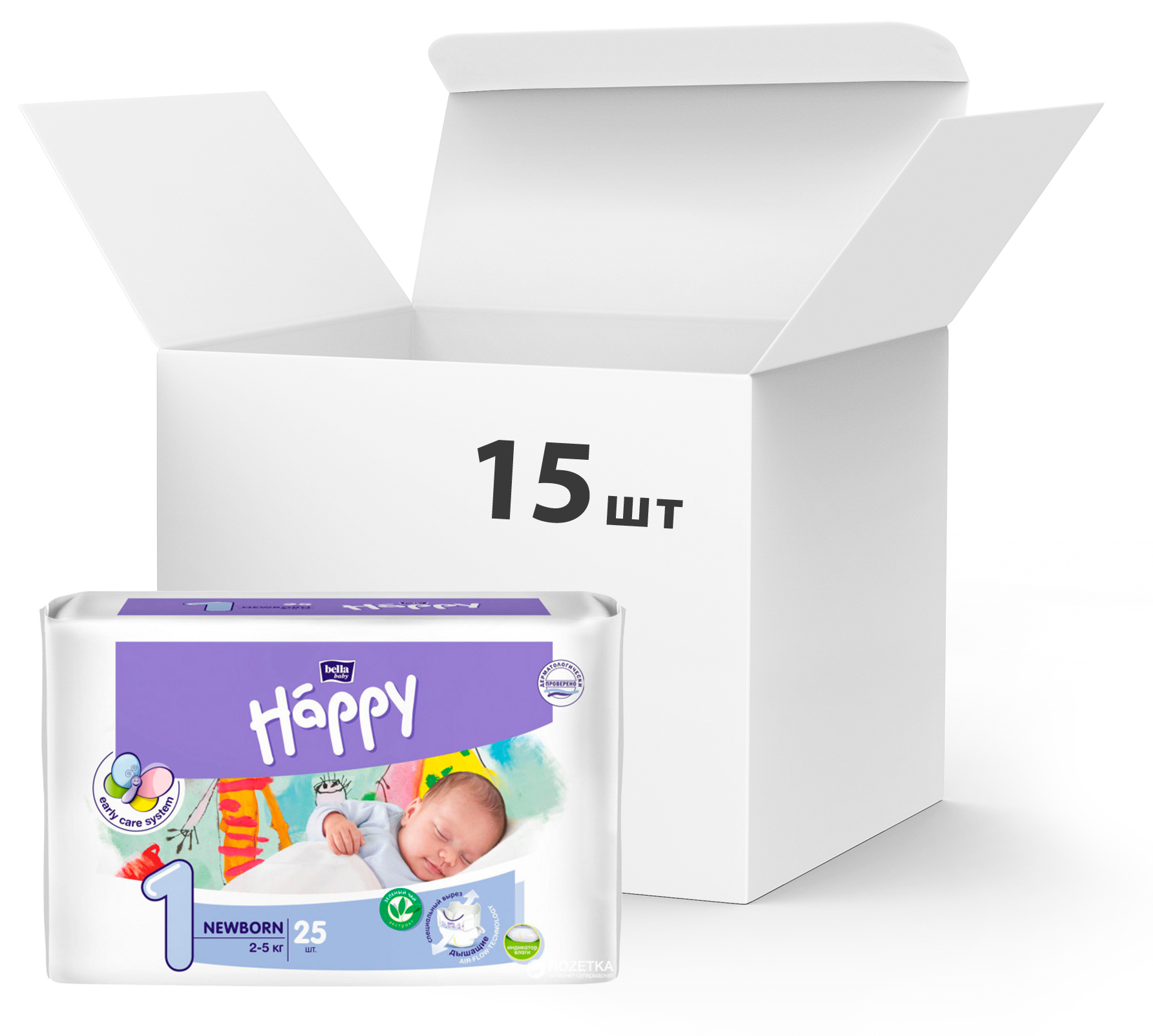 Упаковка детских подгузников Bella Baby Happy Newborn 2-5 кг 15 пачек по 25 шт. (BB-054-NB25-004)
Упаковка детских подгузников Bella Baby Happy Newborn 2-5 кг 15 пачек по 25 шт. (BB-054-NB25-004)