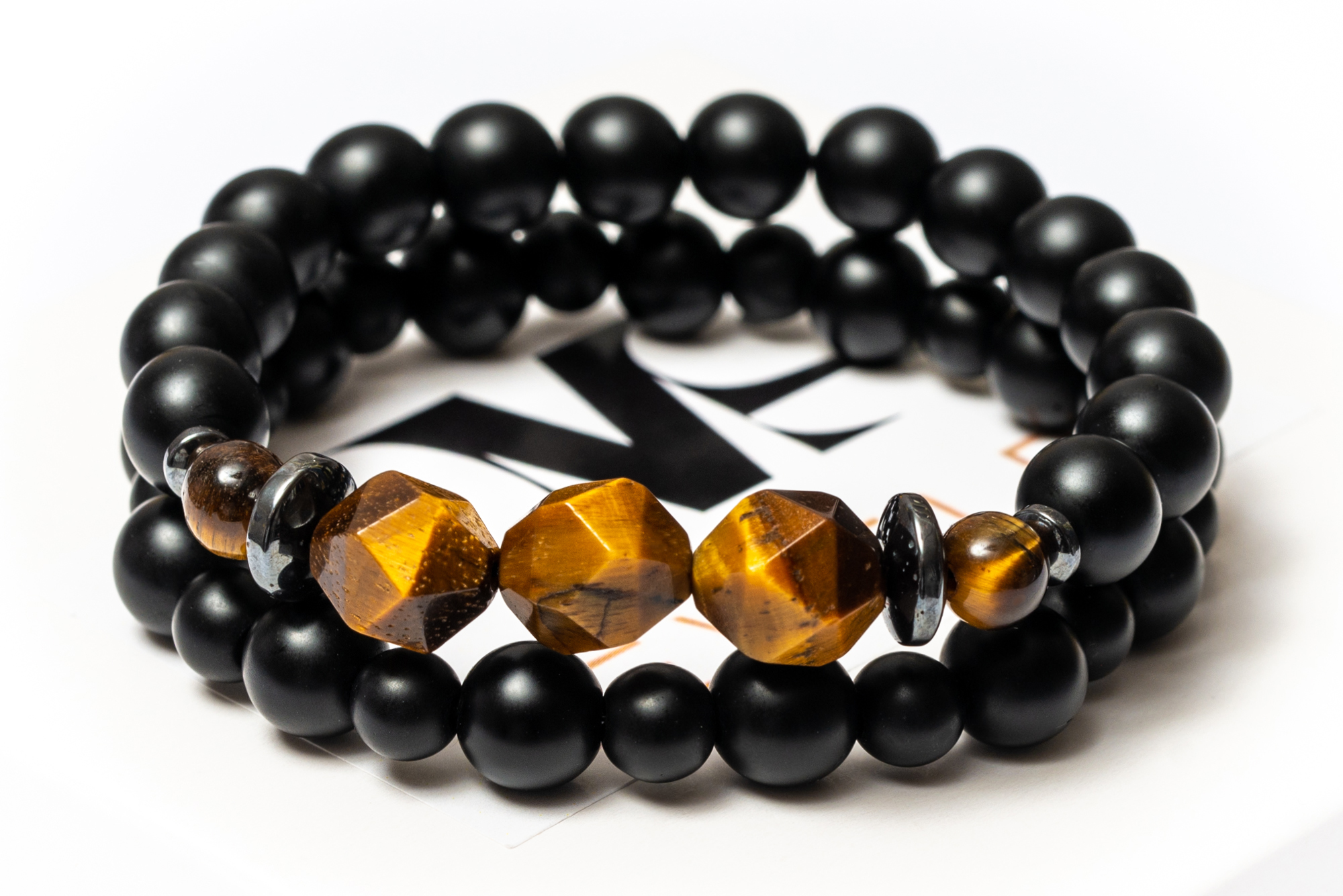 Парные браслеты мужские DMS Jewelry из шунгита, гематита, тигрового глаза POLIGON TIGER TRIPLE 
Парные браслеты мужские DMS Jewelry из шунгита, гематита, тигрового глаза POLIGON TIGER TRIPLE