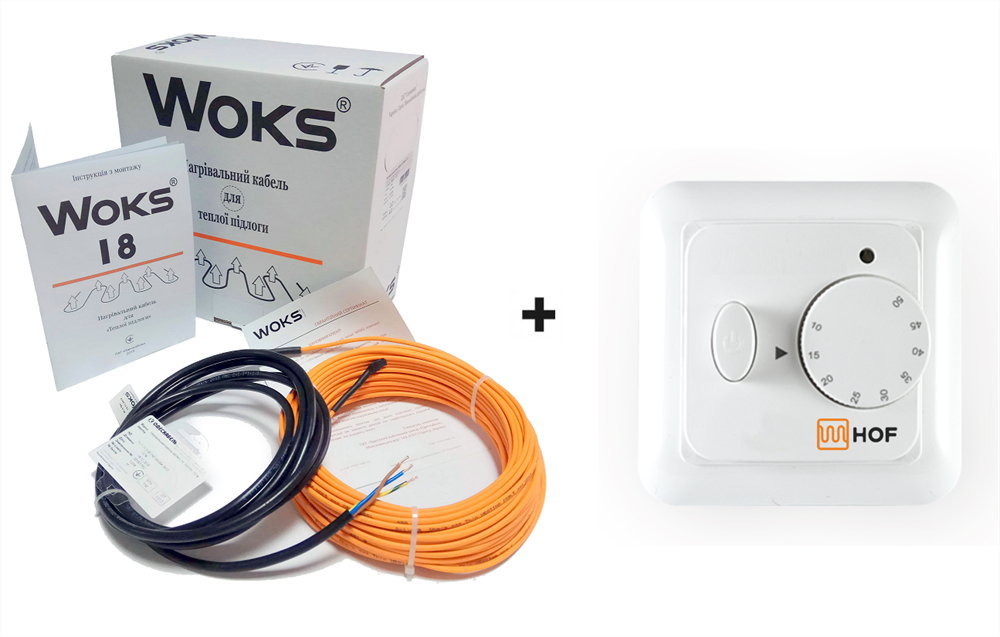 Теплый пол Woks-18 двухжильный кабель 220 Вт (12 м) 1 м² - 1.5 м² + терморегулятор HOF 320
Теплый пол Woks-18 двухжильный кабель 220 Вт (12 м) 1 м² - 1.5 м² + терморегулятор HOF 320