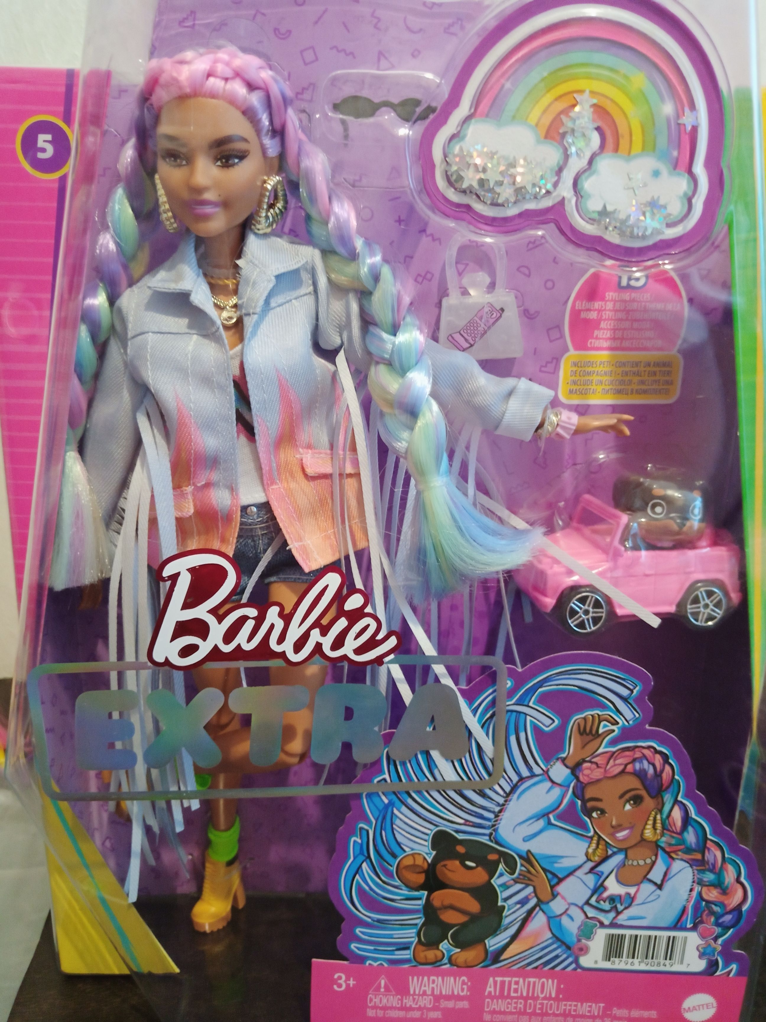 Mattel Кукла Barbie Экстра с радужными косичками GRN29 - «Extraвагантная  девушка с яркими косами»