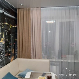 Комплект Штор Декорін Мікровелюр Дабл 150x270 см 2 шт Сіро-бежевий з Темно-сірим