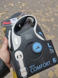 Поводок-рулетка Flexi New Comfort L лента 8 м Синий (4000498043813) фото от покупателей 4