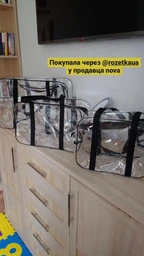 Набор прозрачных сумок в роддом EcoNova Delight (3 шт.) | S, М, XXL | С чёрными ручками | Для мамы и малыша
