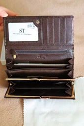 Женский горизонтальный лаковый кошелек ST Leather из натуральной кожи с кнопкой Синий (bg189fash01) фото от покупателей 15