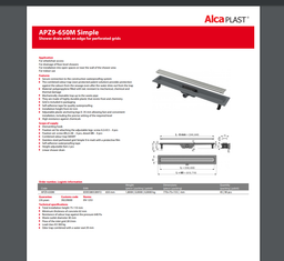 Трап для душу ALCA PLAST APZ9-850 з решіткою нержавіюча сталь горизонтальний випуск (8595580504106)