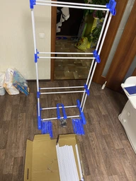 Сушилка для белья Garment Rack Голубая Универсальна складная напольная вертикальная Сушка фото от покупателей 2