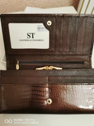 Женский горизонтальный лаковый кошелек ST Leather из натуральной кожи с кнопкой Синий (bg189fash01) фото от покупателей 10
