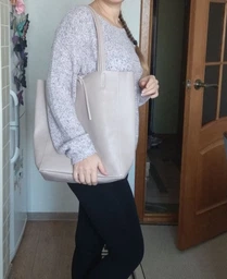 Сумка шопер жіноча з натуральної шкіри Bella Bertucci 4936-11-32 Бежева фото від покупців 2