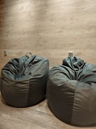 Кресло мешок груша Овал Coolki Велюр антикоготь XL 105x85 бежевый фото от покупателей 7