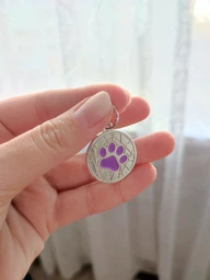 Эмалированный Адресник для Собак BronzeDog с Гравировкой Лапка на Фоне Объемной Паутинки Оранжевый 25 мм (92134) фото от покупателей 5
