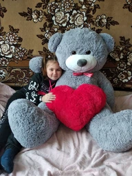 Велика м'яка іграшка Мішка з серцем Yarokuz Біллі 150 см Шоколадний (YK0053)