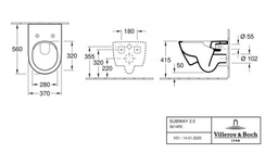 Унитаз VILLEROY & BOCH SUBWAY 2.0 DirectFlush 5614R201 с сиденьем Soft Close 9M78S101