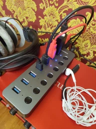 USB хаб Blueendless BS-HU701 USB 3.0 7 портів алюмінієвий з блоком живлення hub концентратор фото від покупців 1
