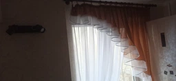Кухонный комплект VR-Textil № 062к шторка с ламбрекеном бордовый белым 150х170 см (50-129)