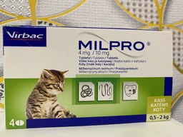 Таблетки от гельминтов Милпро (Milpro) для котят, 4 мг/10 мг, 2 кг, 1 таблетка