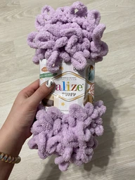 Турецька пряжа для в'язання Alize Puffy (пуффі) пряжа в'яжеться руками 27 пурпурний