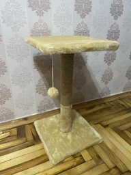 Кігтеточка (драпак) Пухнастик стовпчик з полицею бежевий 30*30*50см PI П-1