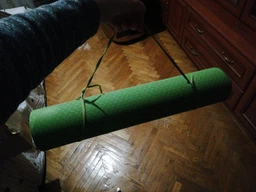 Килимок для йоги та фітнесу (йога мат ТПЕ) EasyFit TPE+TC 183х61см 6мм товщиною двошаровий синій-жовтий фото від покупців 11