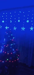 Светодиодная гирлянда штора звезды Shine Lighting Star 138LED 2.5 метра 12 звезд теплый белый
