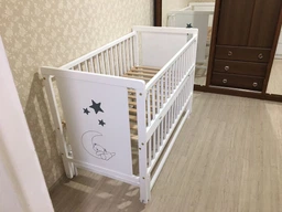 Ліжечко колиска для новонароджених без шухляди, маятник, 3 рівні дна, відкидна боковина, сірий фото від покупців 2
